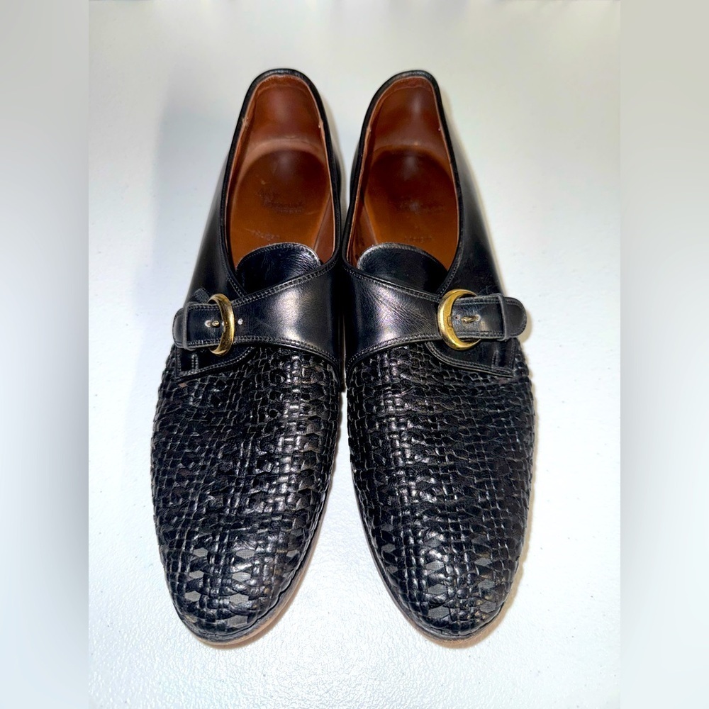 Allen Edmonds Morgan black leather buckle monk strap loafers Size 10